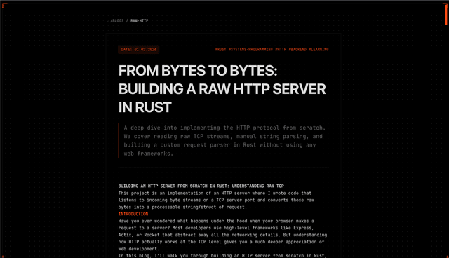 Raw HTTP Server From Scratch